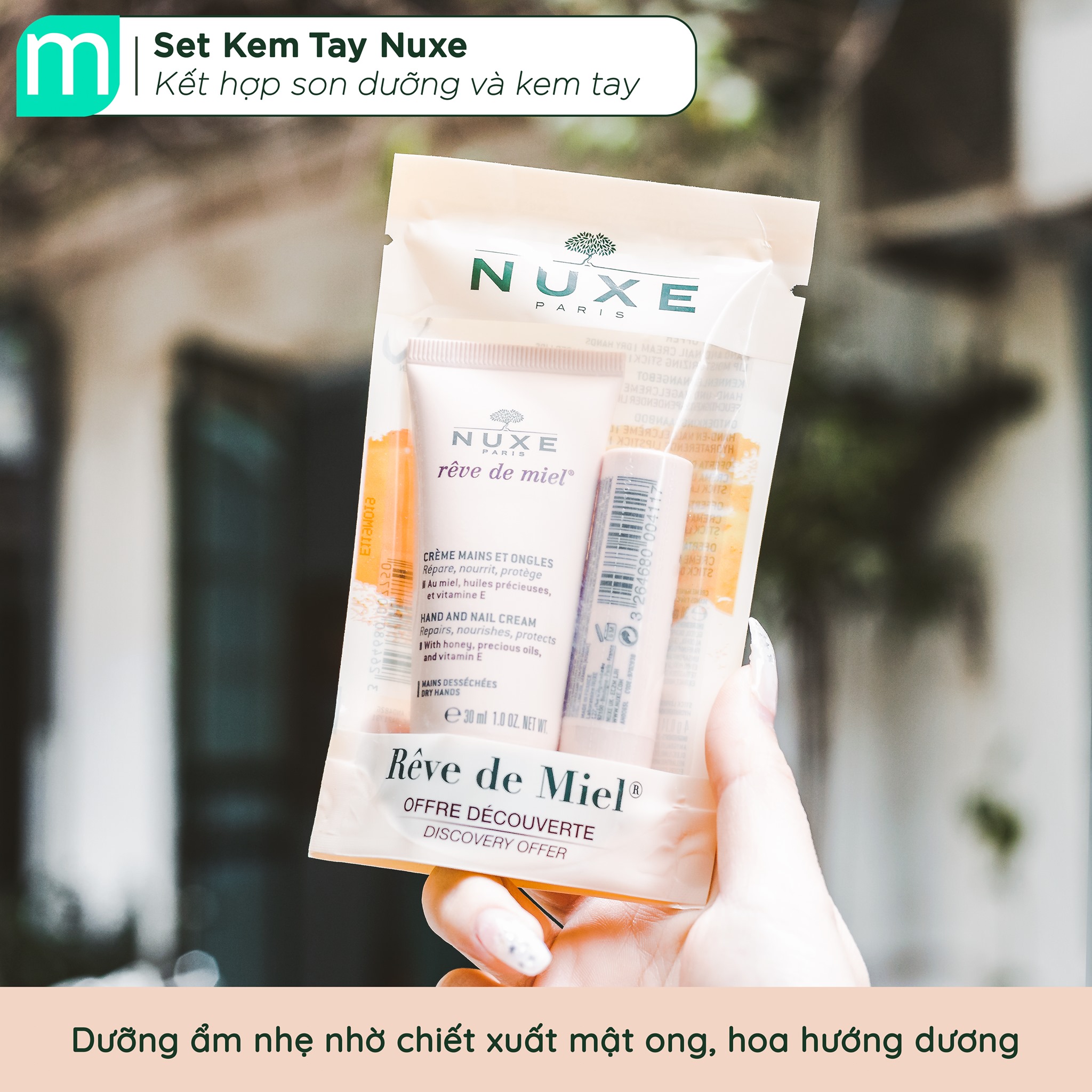 Set Kem Tay Và Son Dưỡng Thỏi Nuxe Set Kem Tay Và Son Dưỡng Thỏi Nuxe - Ảnh 2