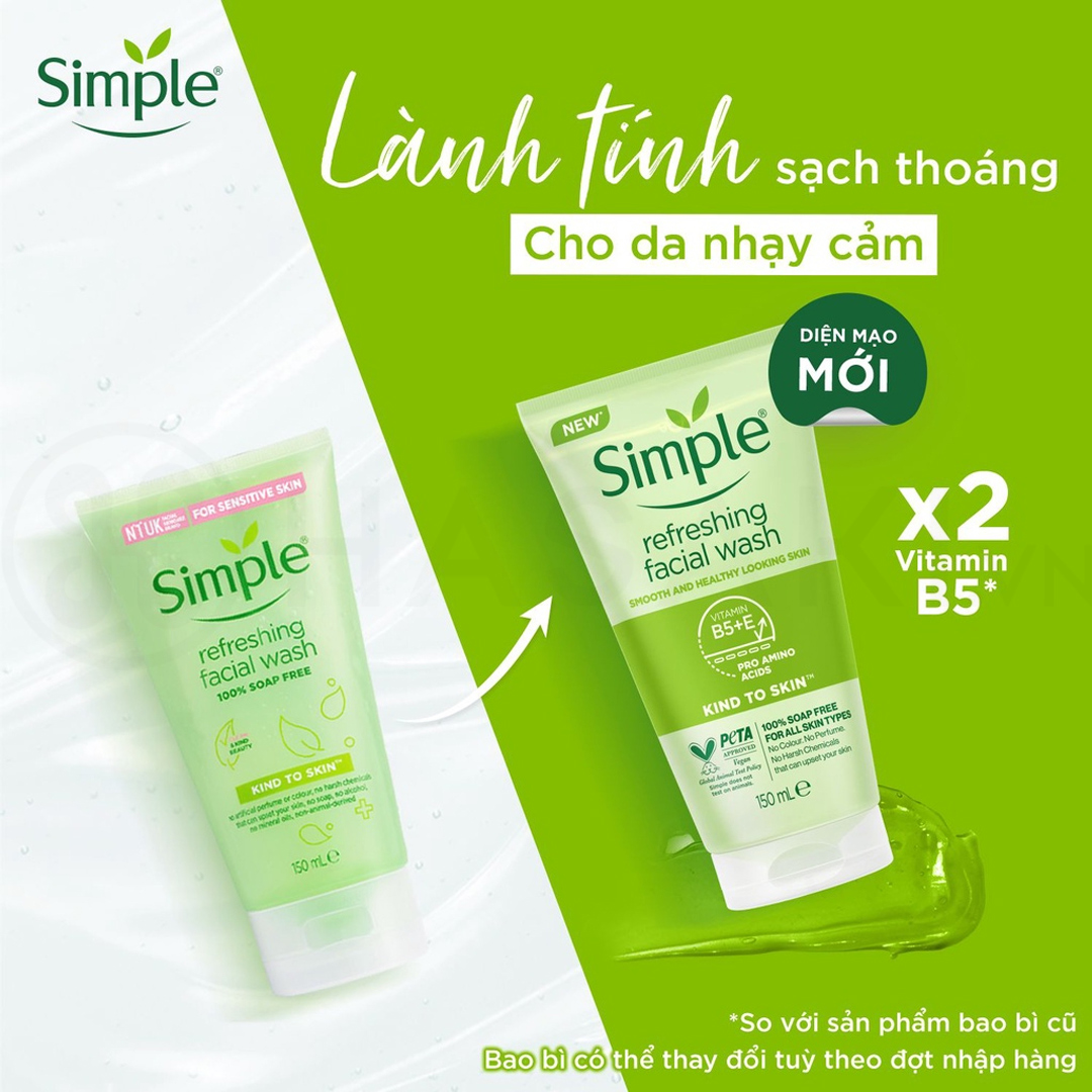 Sữa Rửa Mặt Simple Kind to Skin Refreshing Facial Wash Sữa Rửa Mặt Simple Kind to Skin Refreshing Facial Wash