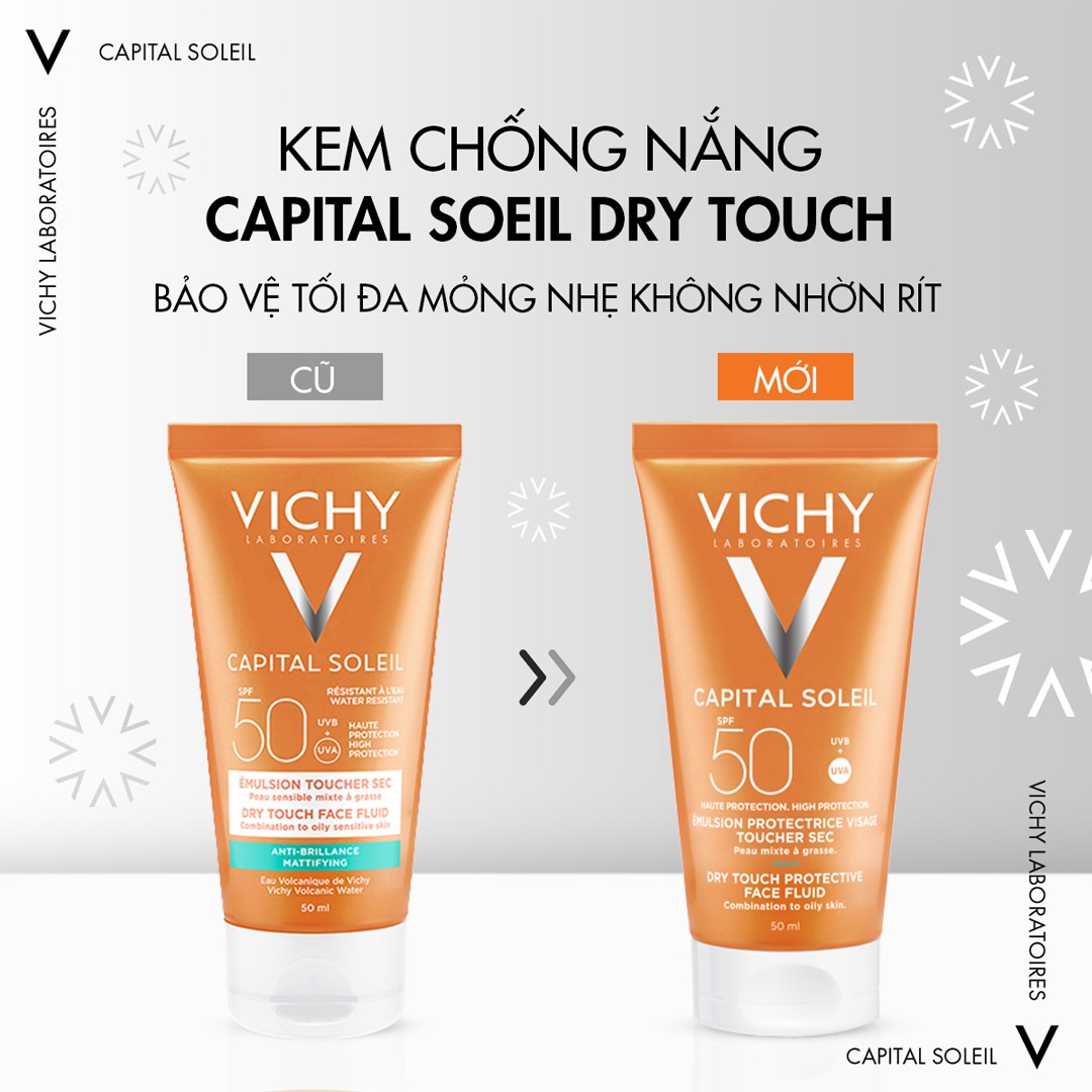 Kem Chống Nắng Vichy Capital Soleil Dry Touch Protective Face Fluid SPF50 50ml Kem Chống Nắng Vichy Capital Soleil Dry Touch Protective Face Fluid SPF50 50ml