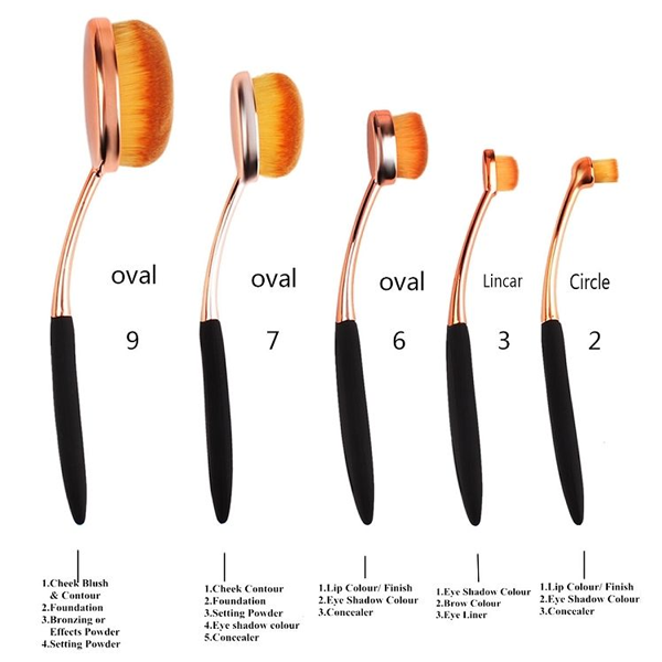 Cọ Oval 5 cây Vàng Hồng My Makeup Brush Set - 5 Piece Rose Gold Oval Brush Set. co-ban-chai-oval-5-cay-my-makeup-brush-set-piece-rose-gold-oval-brush-set