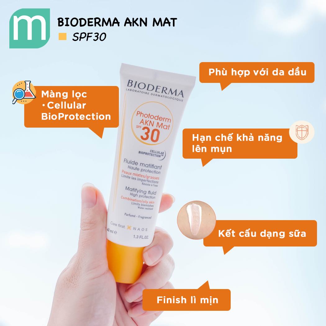 Kem Chống Nắng Bioderma Photoderm AKN Mat SPF 30 40ml Kem Chống Nắng Bioderma Photoderm AKN Mat SPF 30 40ml - Ảnh 3