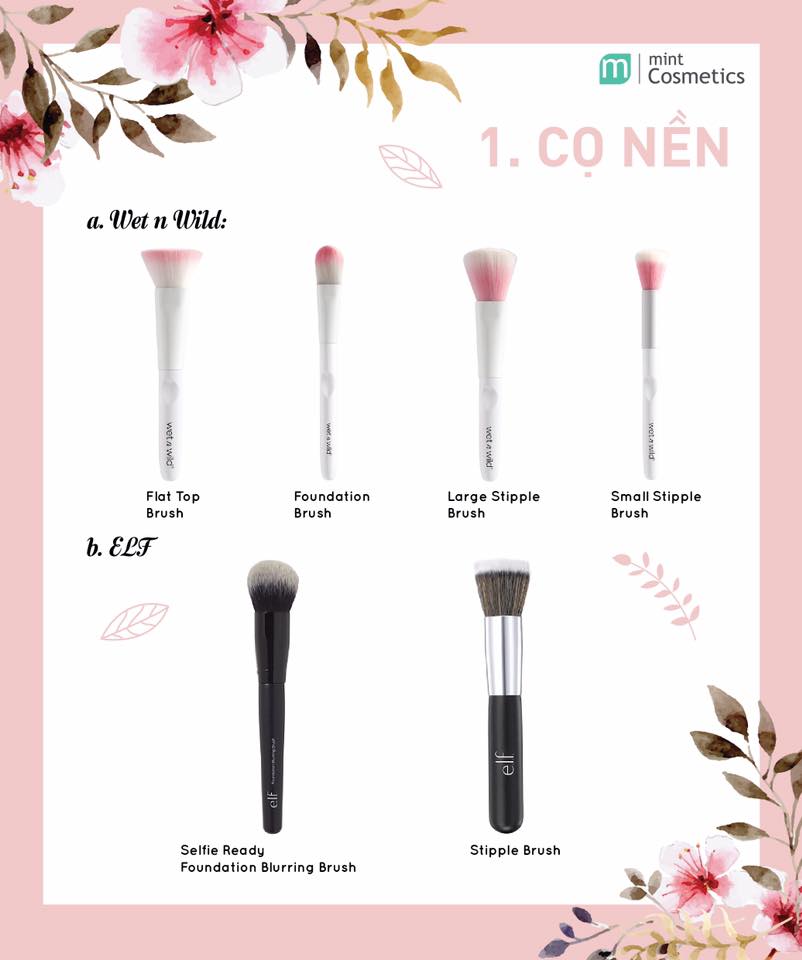 [KIẾN THỨC MAKEUP] - Cọ trang điểm Cơ Bản cho Gương Mặt