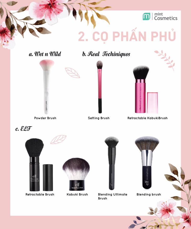 [KIẾN THỨC MAKEUP] - Cọ trang điểm Cơ Bản cho Gương Mặt