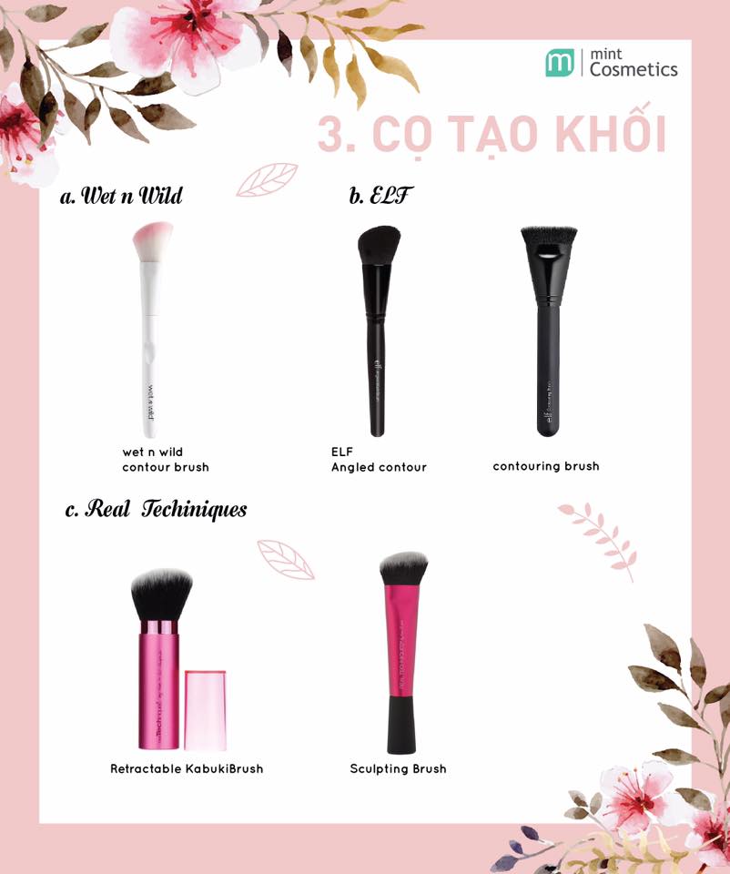 [KIẾN THỨC MAKEUP] - Cọ trang điểm Cơ Bản cho Gương Mặt