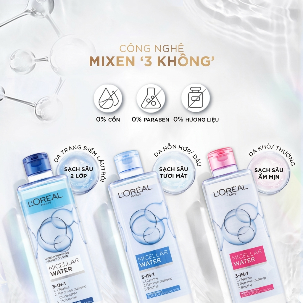 Nước Tẩy Trang Loreal Tươi Mát 3-in-1 Micellar Water Nước Tẩy Trang Loreal Tươi Mát 3-in-1 Micellar Water