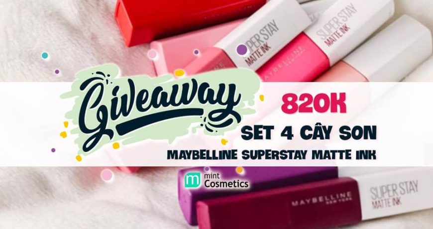 Giveaway Set 4 Cây Son Maybelline Superstay Matte Ink Trị Giá 820k giveaway-set-4-cay-son-maybelline-superstay-matte-ink-tri-gia-820k