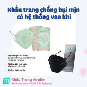 Khẩu Trang Airphin Đen Pollution Fighter Chống Ô Nhiễm PM 2.5