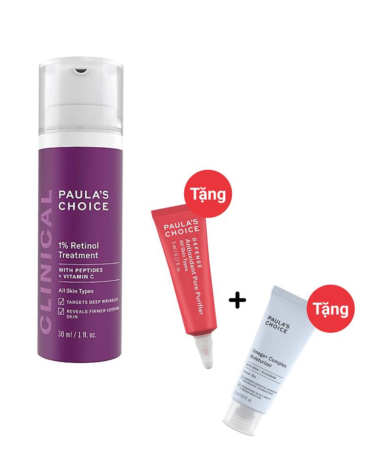 Mua 1 Paula's Choice Retinol 1% Tặng Kem Dưỡng Omega Complex + Tinh chất Defense Antioxidant Pore Purifier Mua 1 Paula's Choice Retinol 1% Tặng Kem Dưỡng Omega Complex + Tinh chất Defense Antioxidant Pore Purifier