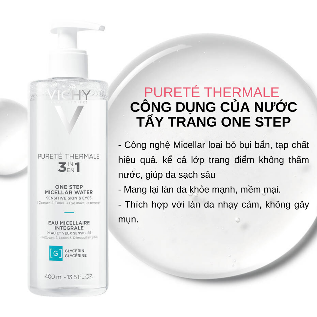 Nước Tẩy Trang Vichy Mineral Micellar Water Pureté Thermale Cho Da Nhạy Cảm