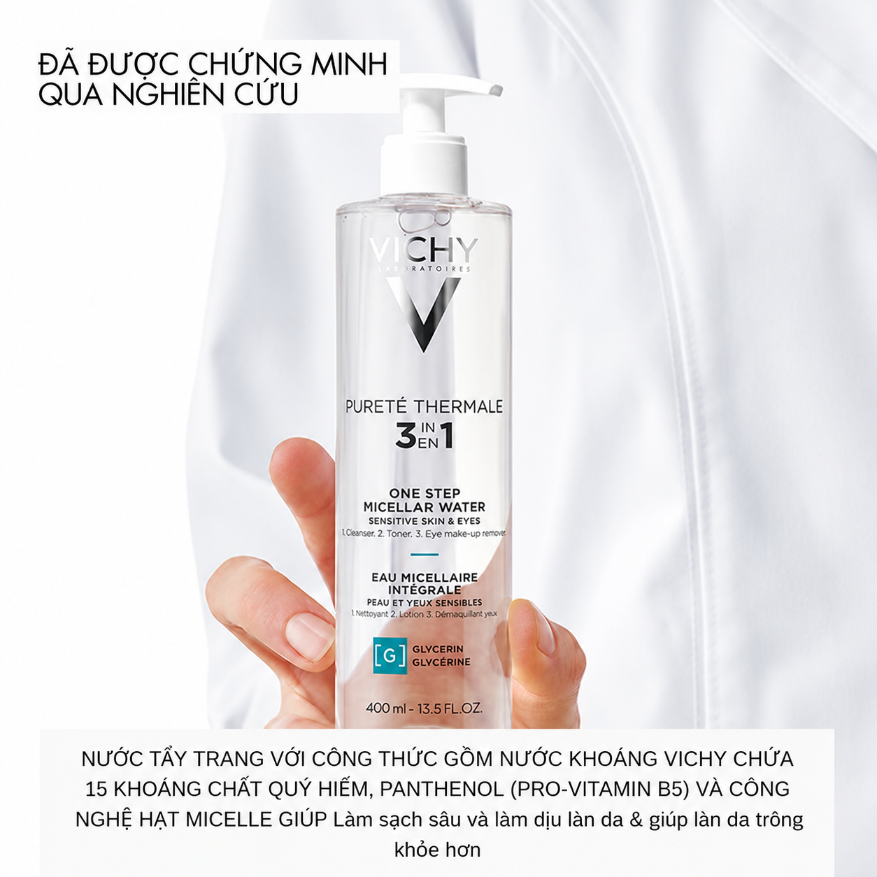 Nước Tẩy Trang Vichy Mineral Micellar Water Pureté Thermale Cho Da Nhạy Cảm