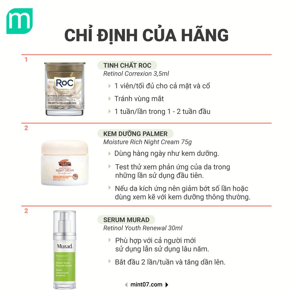Dùng thế nào với các dòng Retinol không rõ nồng độ?