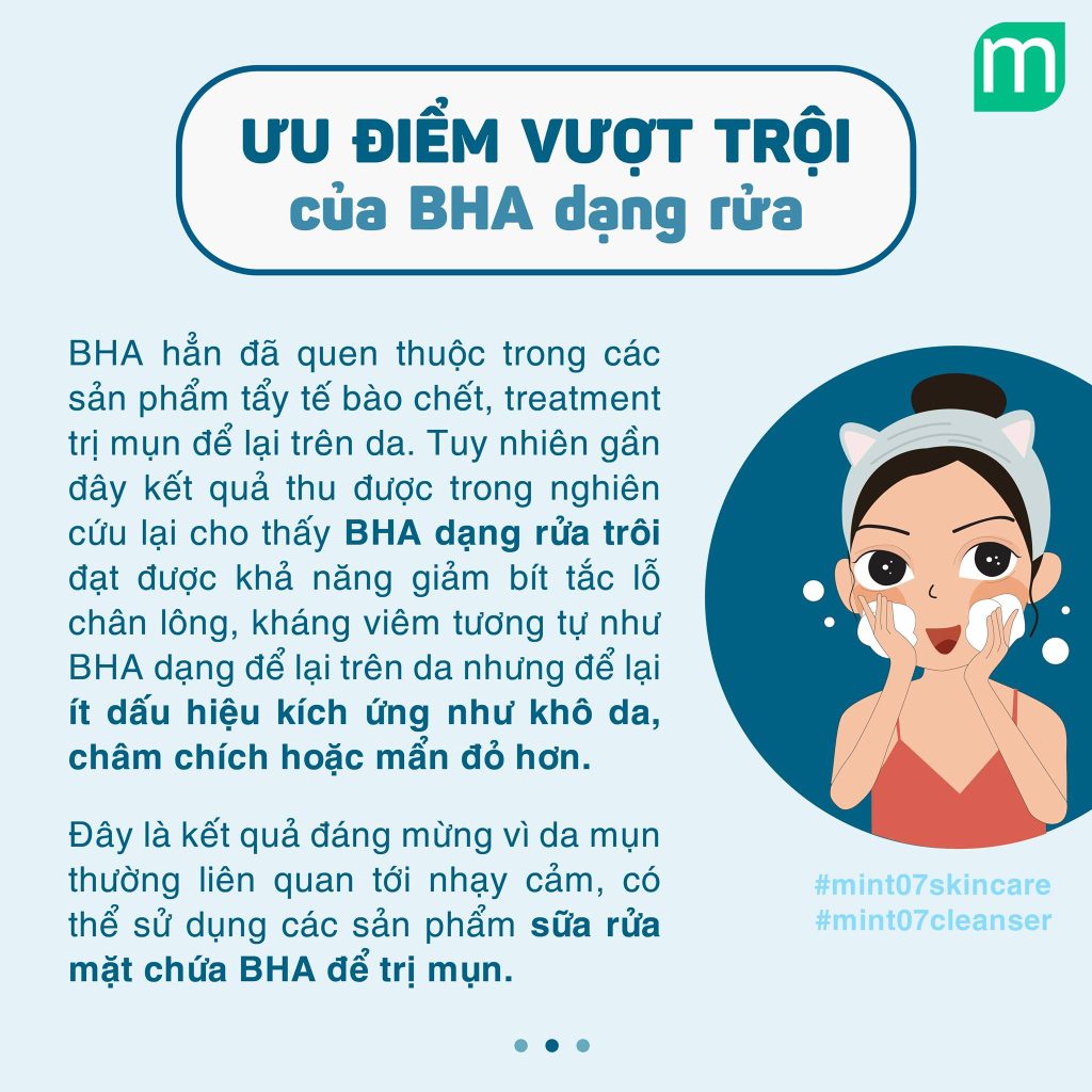 7 chai sữa rửa mặt chứa BHA dành cho da dầu mụn