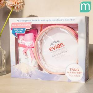 Set Evian Natural Mineral Water Facial Spray (3 chai 50ml + túi)