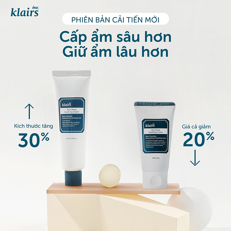Kem dưỡng ẩm Klairs Rich Moist Soothing Cream 80ml