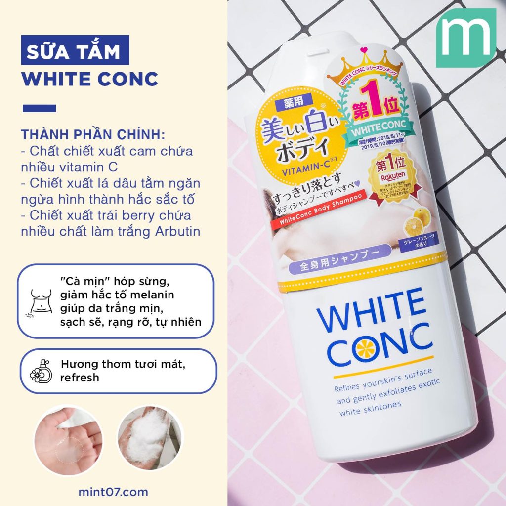  Tam Ca Sữa Tắm Dưỡng Trắng Da Nhà Mint