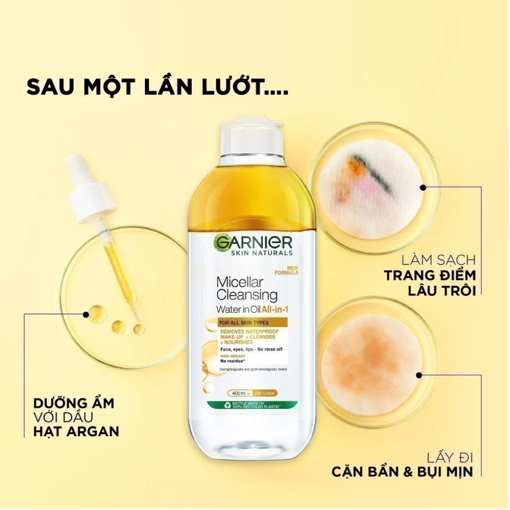 Tẩy Trang Dầu Nước Garnier Oil-Infused Micellar Cleansing Water 400ml Tẩy Trang Dầu Nước Garnier Oil-Infused Micellar Cleansing Water 400ml
