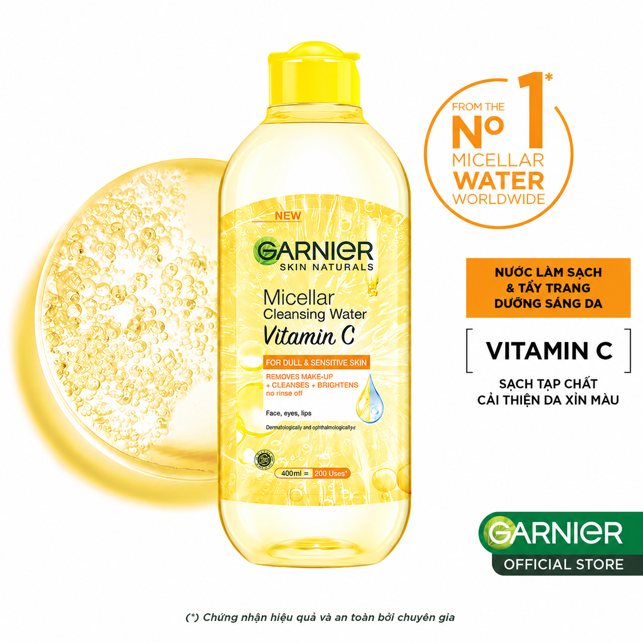 Tẩy trang Garnier Micellar Cleansing Water Vitamin C 400ml Tẩy trang Garnier Micellar Cleansing Water Vitamin C 400ml