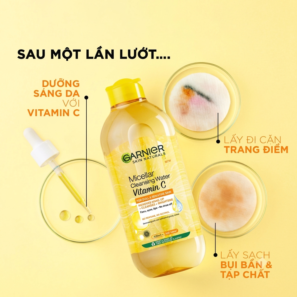 Tẩy trang Garnier Micellar Cleansing Water Vitamin C 400ml Tẩy trang Garnier Micellar Cleansing Water Vitamin C 400ml