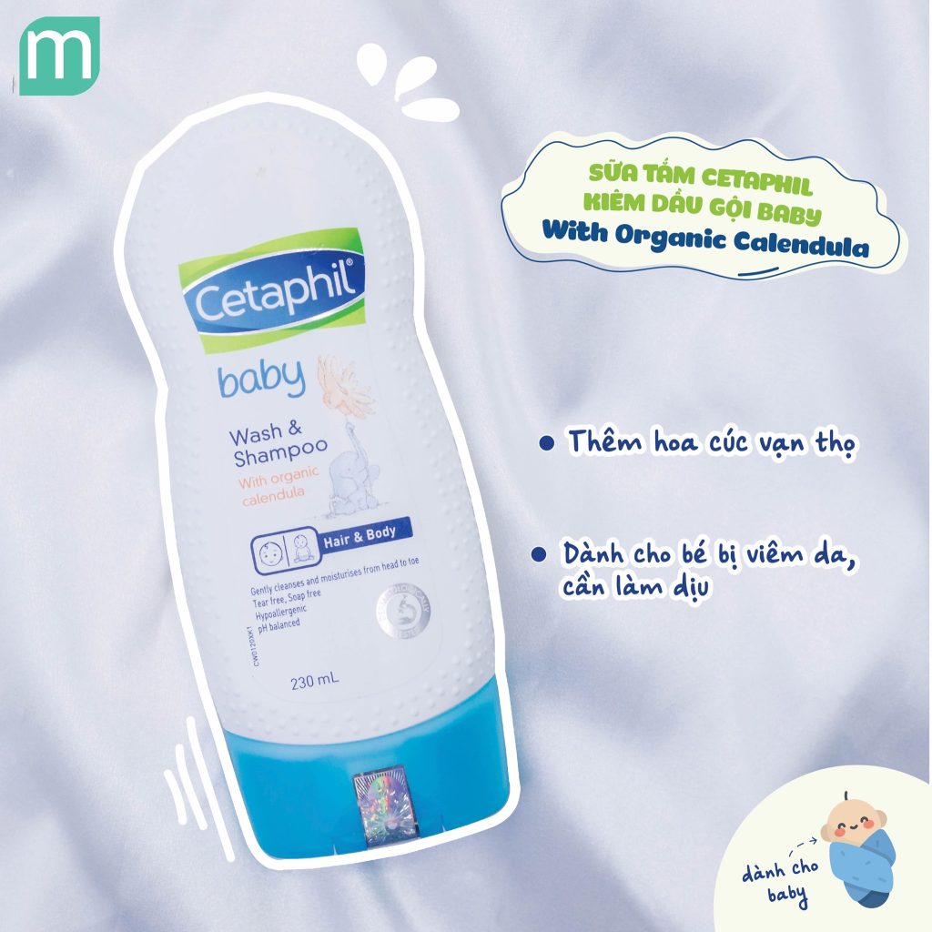 Sữa Tắm Cetaphil Kiêm Dầu Gội Baby Wash & Shampoo With Organic Calendula 230ml