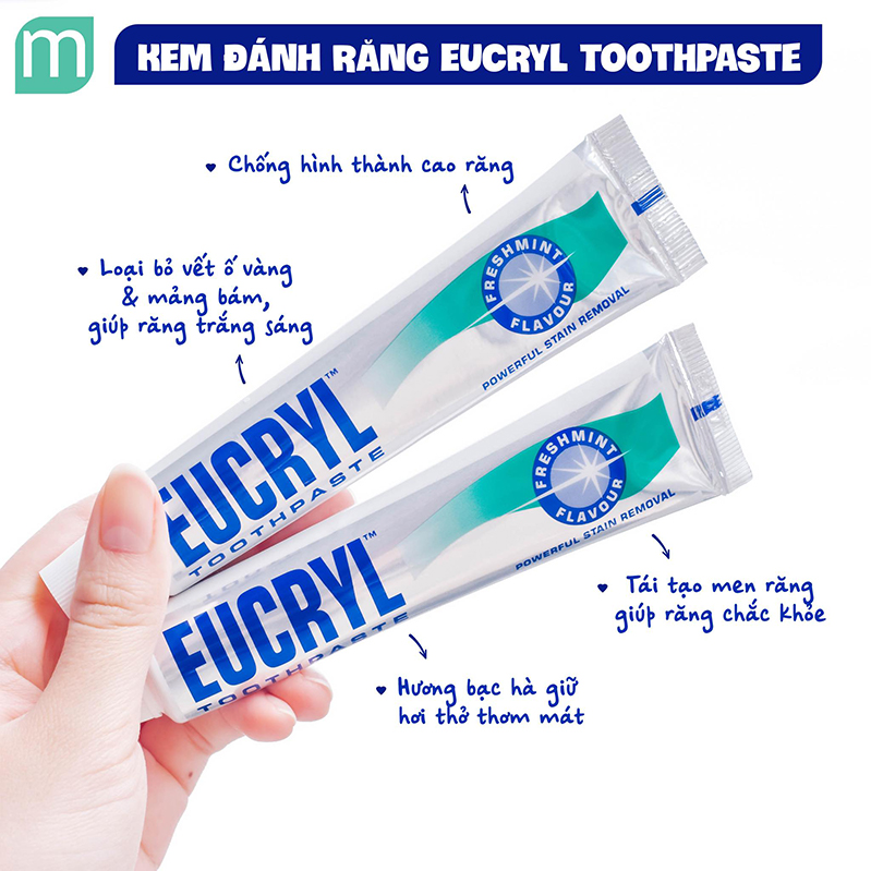 Kem Đánh Răng Làm Trắng Eucryl Toothpaste 62g Kem Đánh Răng Làm Trắng Eucryl Toothpaste 62g - Ảnh 4