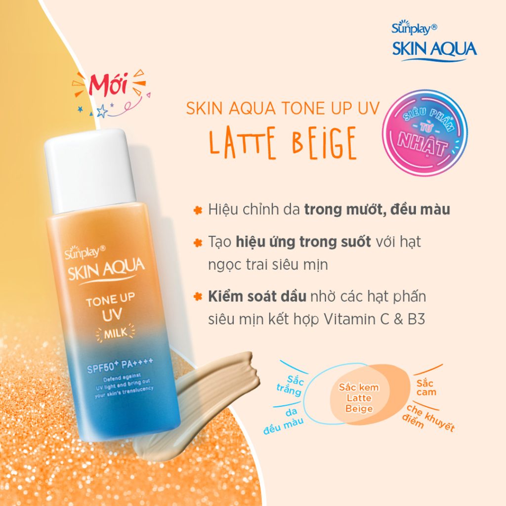 Sữa Chống Nắng Skin Aqua Tone Up UV Milk Latte Beige 50G (Cam)