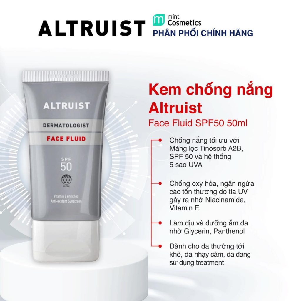 Kem Chống Nắng Altruist Face Fluid SPF50 50ML