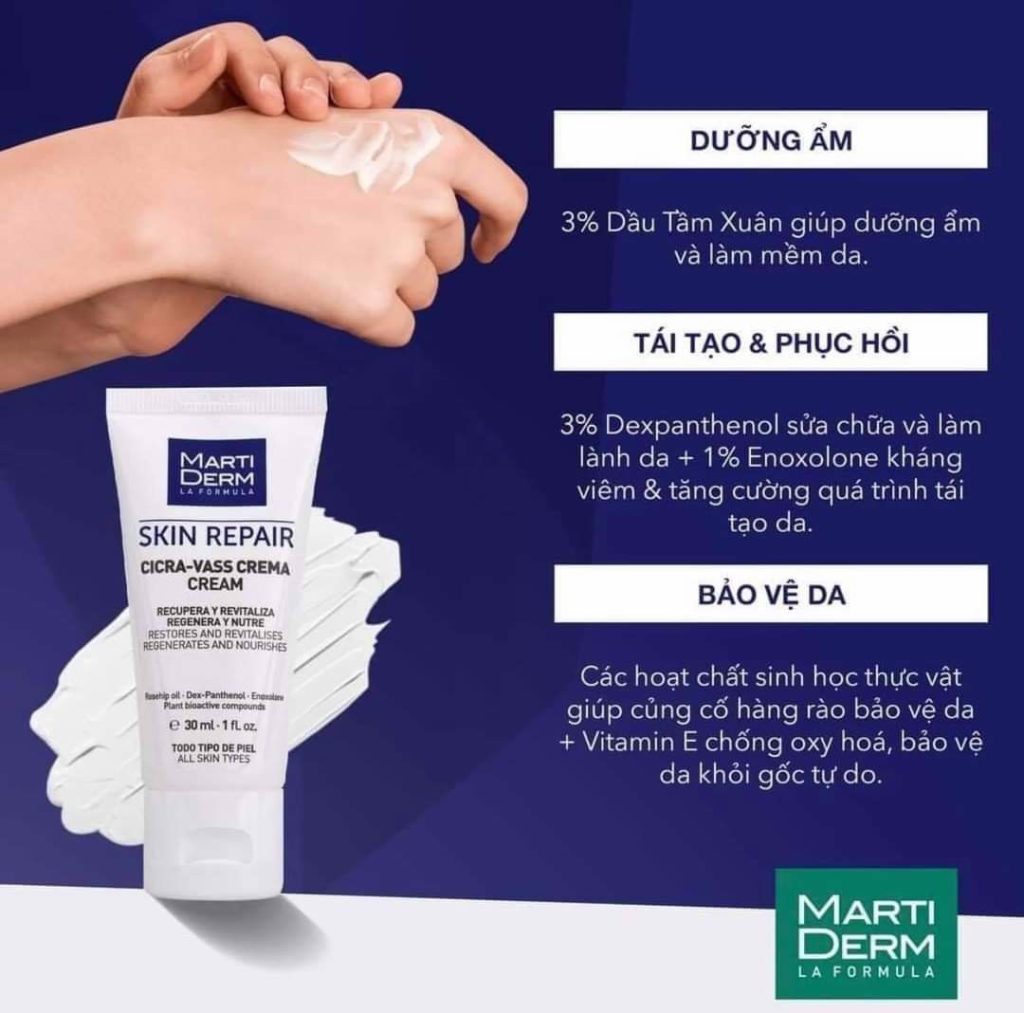 Kem Dưỡng MartiDerm Skin Repair Cicra-Vass Crema Cream 30ml