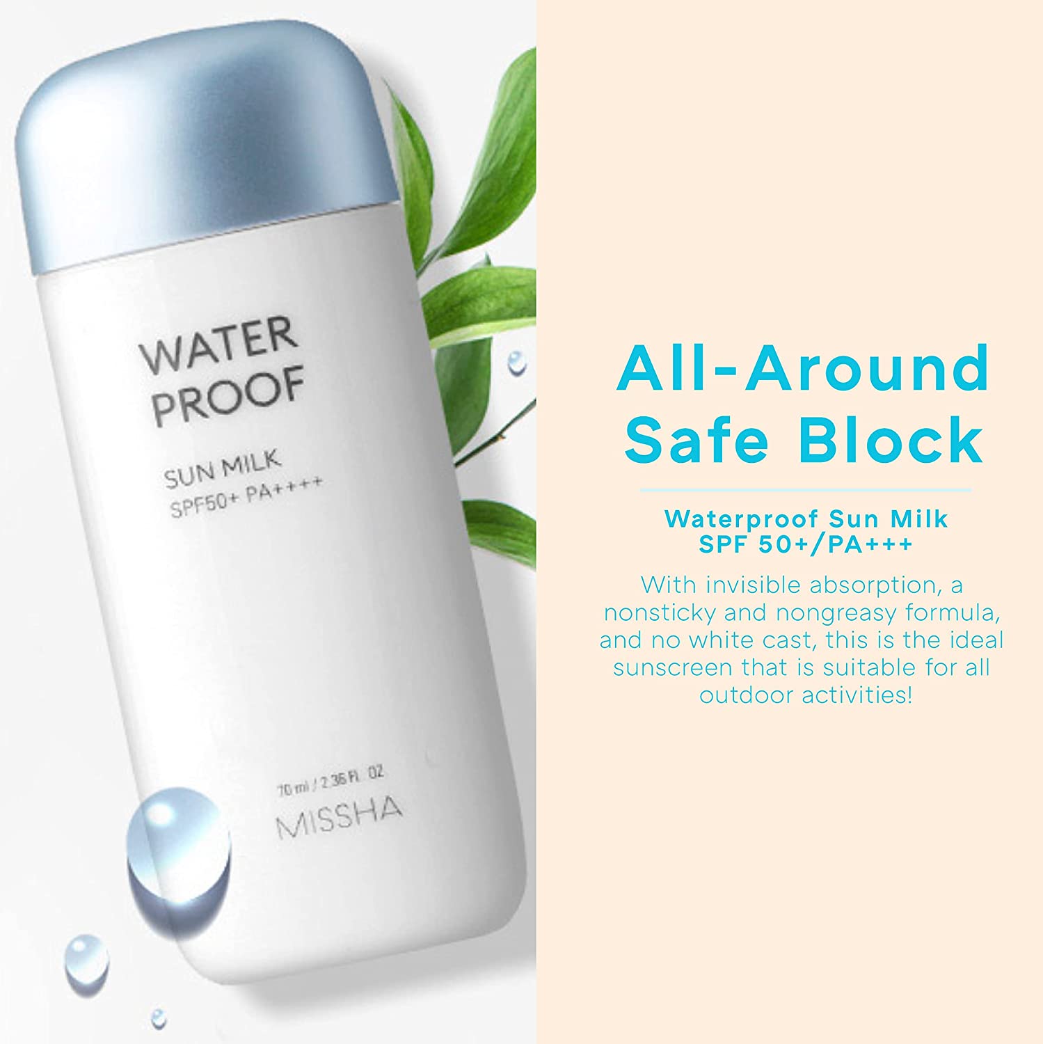 Kem Chống Nắng Missha Waterproof Sun Milk SPF 50+ PA++++ 70ml Kem Chống Nắng Missha Waterproof Sun Milk SPF 50+ PA++++ 70ml - Ảnh 2