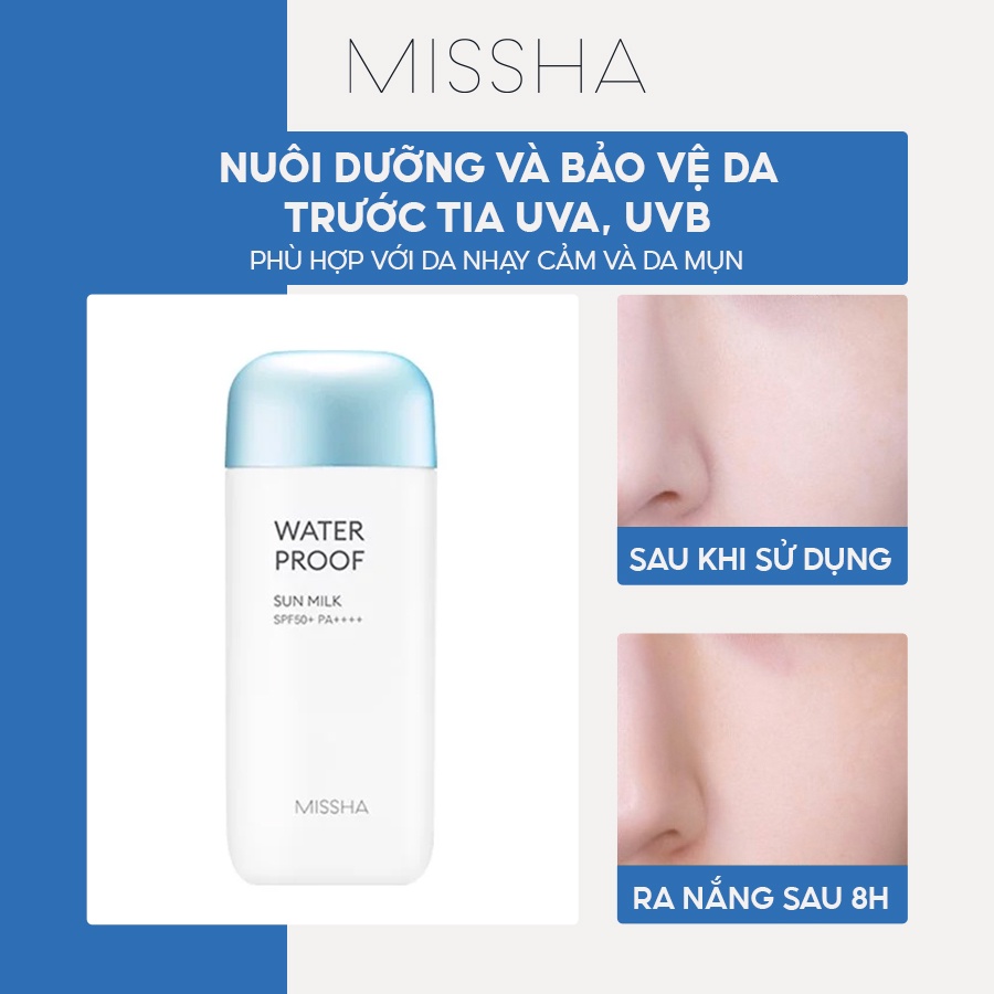 Kem Chống Nắng Missha Waterproof Sun Milk SPF 50+ PA++++ 70ml Kem Chống Nắng Missha Waterproof Sun Milk SPF 50+ PA++++ 70ml