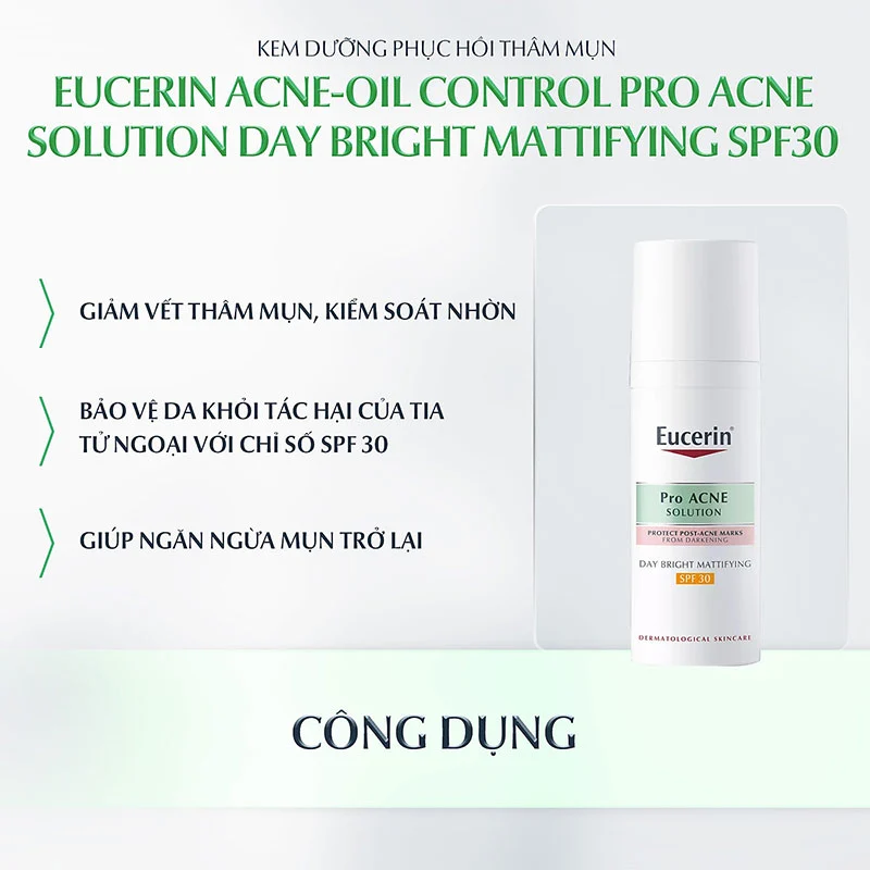 Kem Dưỡng Eucerin Acne Oil Control Pro Acne Solution Day Bright Mattifying SPF30 50ml Kem Dưỡng Eucerin Acne Oil Control Pro Acne Solution Day Bright Mattifying SPF30 50ml