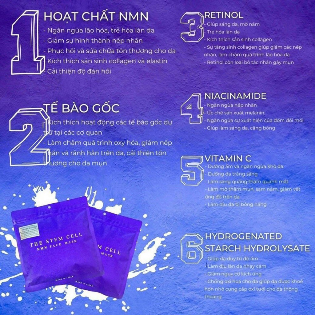 Mặt Nạ The Stem Cell NMN Face Mask 30 Miếng Mặt Nạ The Stem Cell NMN Face Mask 30 Miếng - Ảnh 5