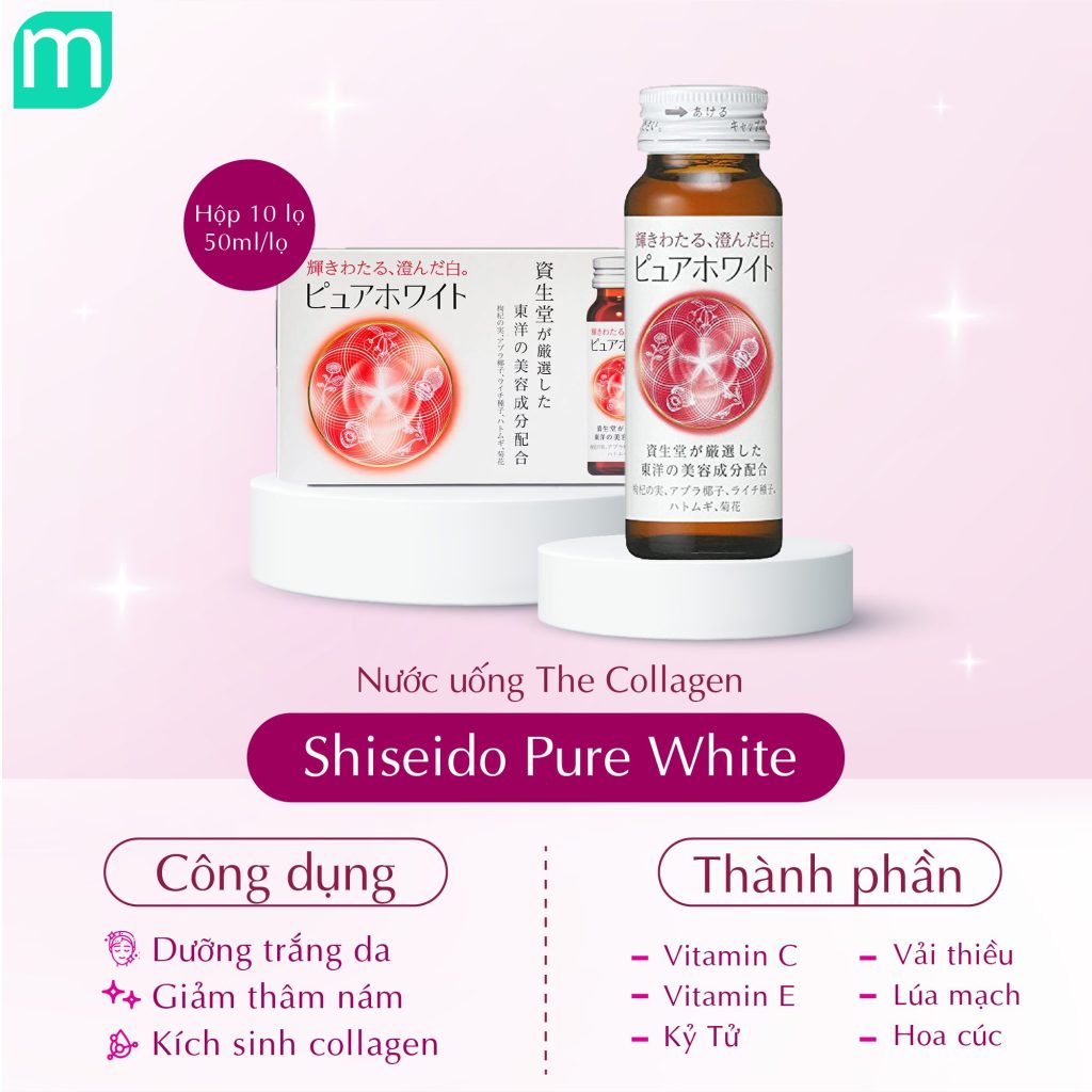 Nước Uống The Collagen Shiseido Pure White 10 Lọ x 50ml Nước Uống The Collagen Shiseido Pure White 10 Lọ x 50ml