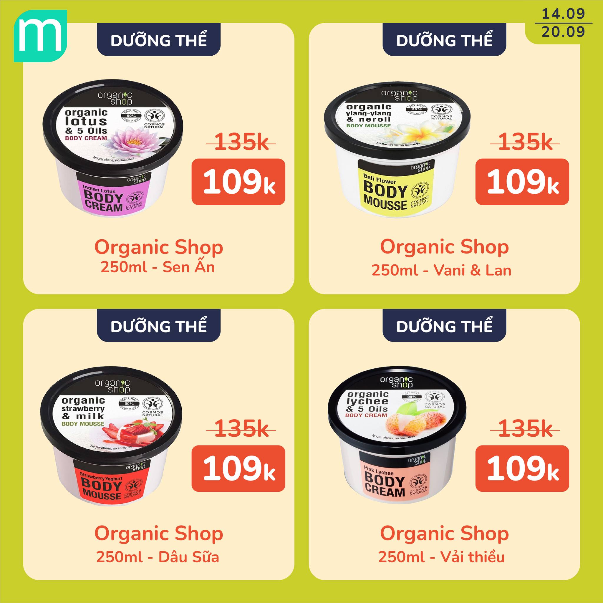 Chăm Sóc Cơ Thể Thật Organic Chỉ Từ 9K