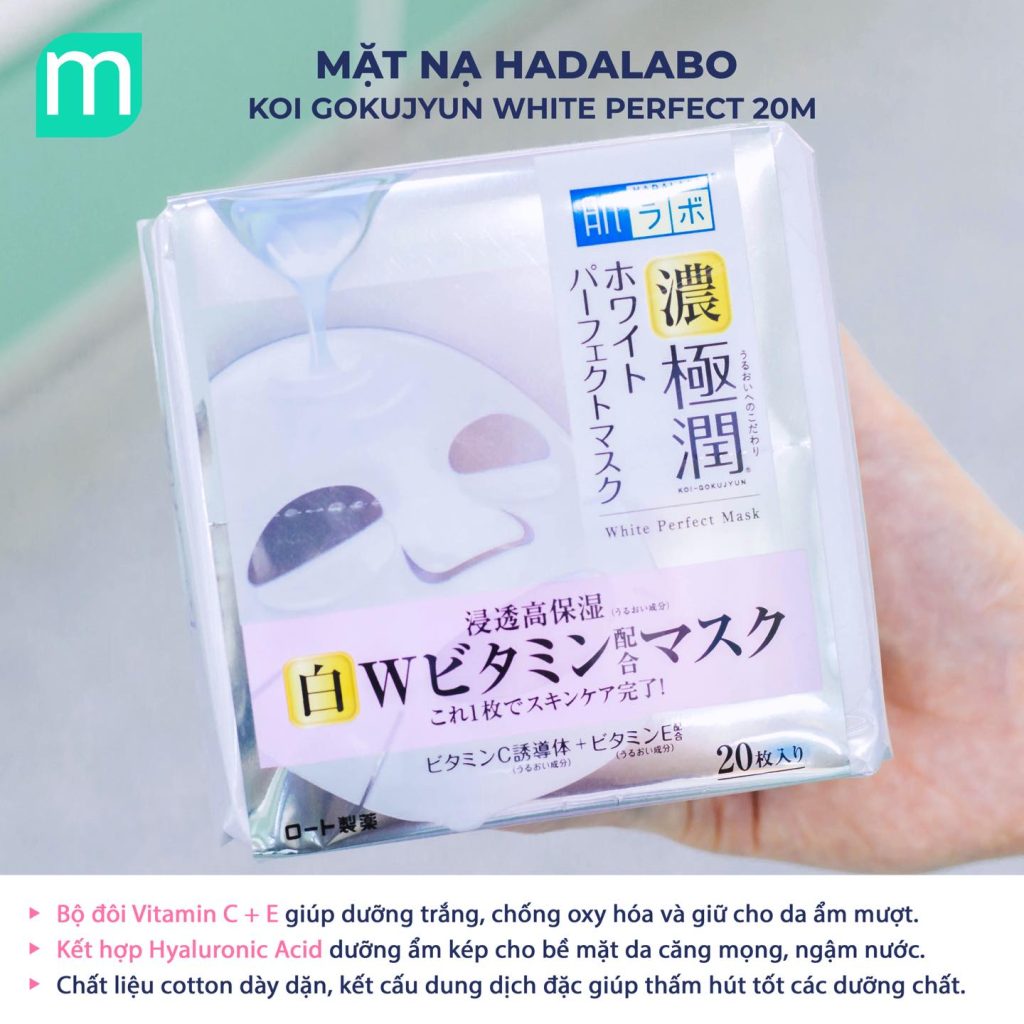 Mặt Nạ Hadalabo Koi Gokujyun White Perfect Mask 20M
