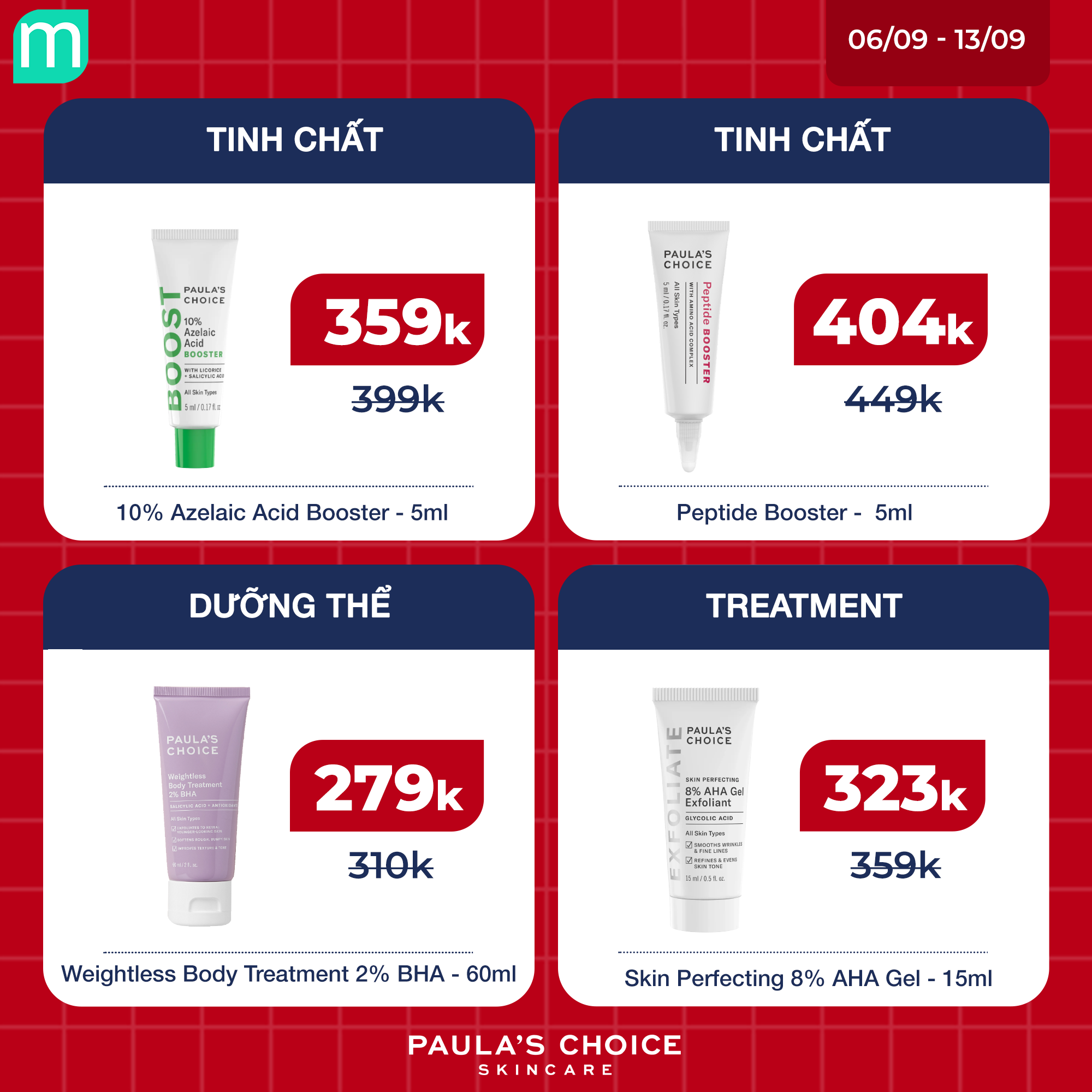 [MINT COSMETICS X PAULA'S CHOICE] SALE LỚN UP TO 32% TOÀN BỘ SẢN PHẨM PAULA’S CHOICE