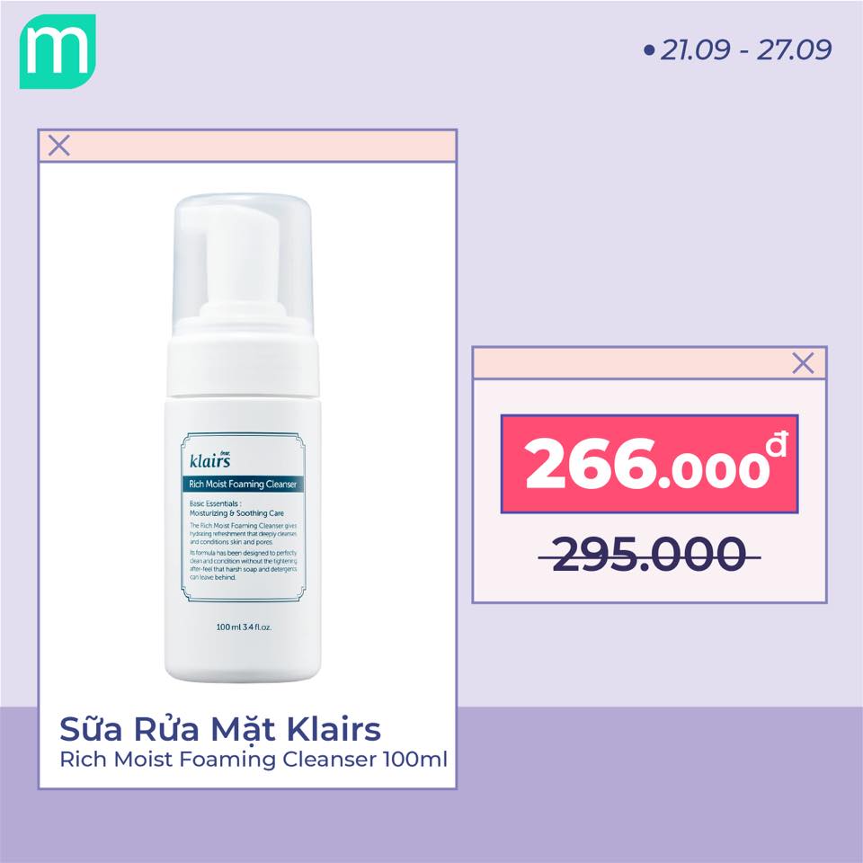[MINT x KLAIRS] Tưng Bừng Quẩy Sale Up To 36% - Nhận Quà Hấp Dẫn