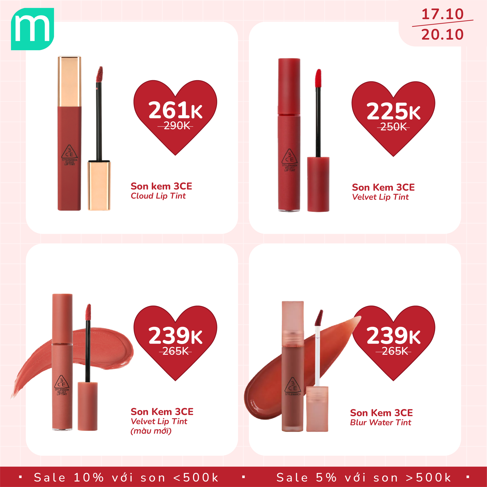 MỪNG 20/10 - TƯNG BỪNG SALE SON UP TO 10% 