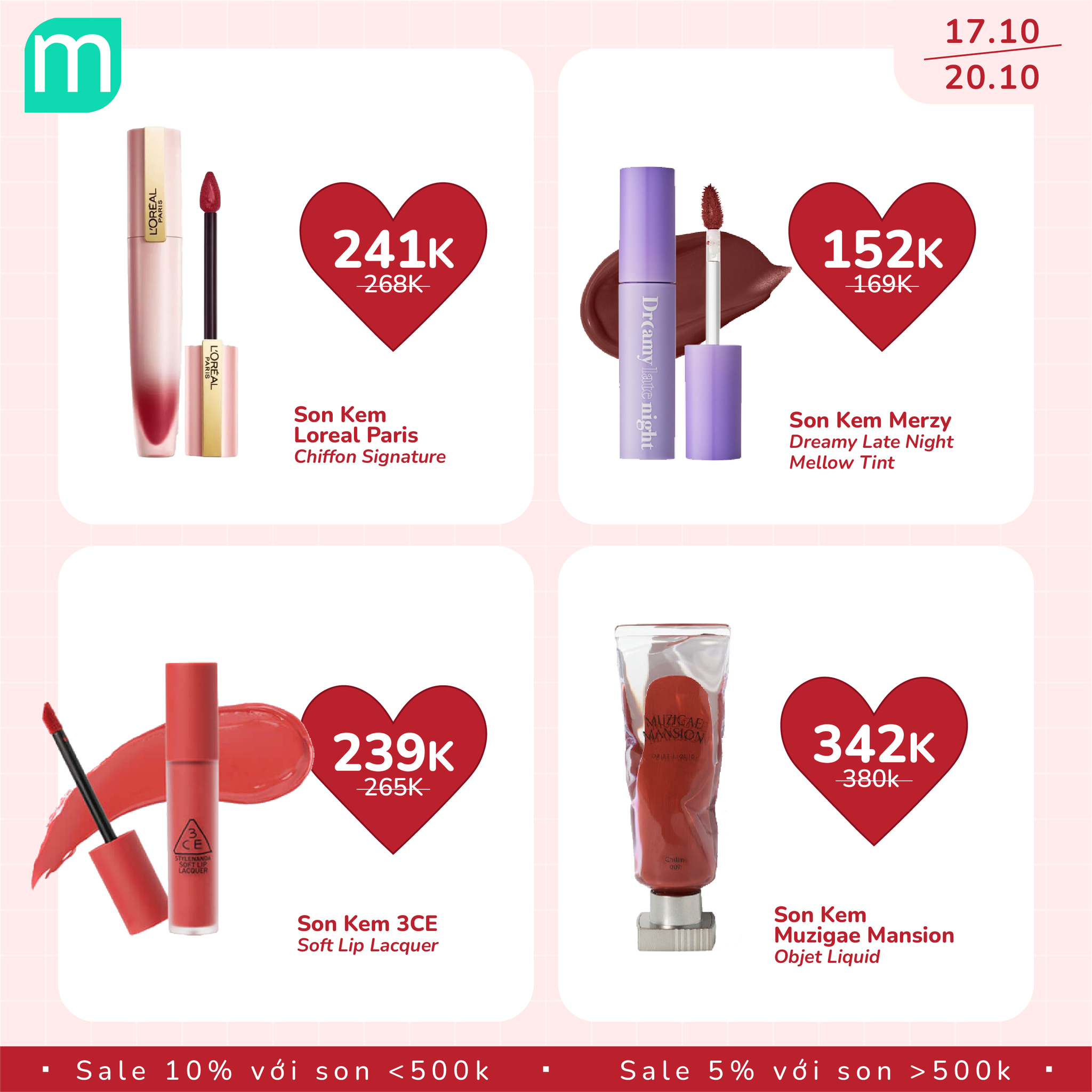 MỪNG 20/10 - TƯNG BỪNG SALE SON UP TO 10% 