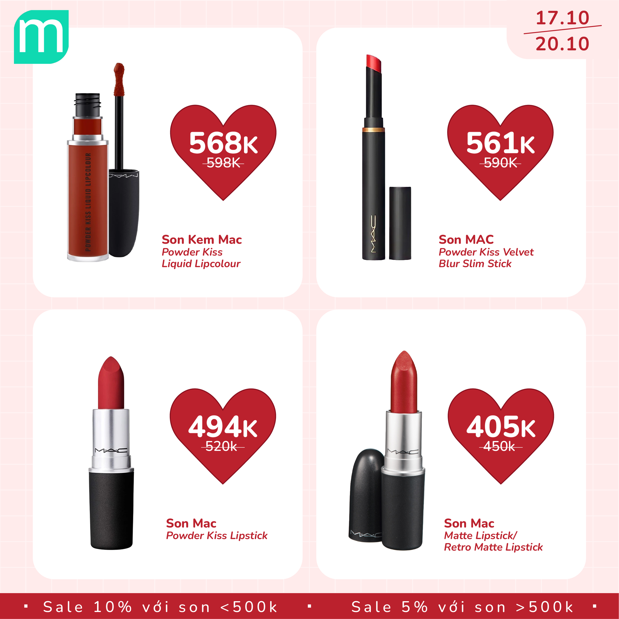 MỪNG 20/10 - TƯNG BỪNG SALE SON UP TO 10% 