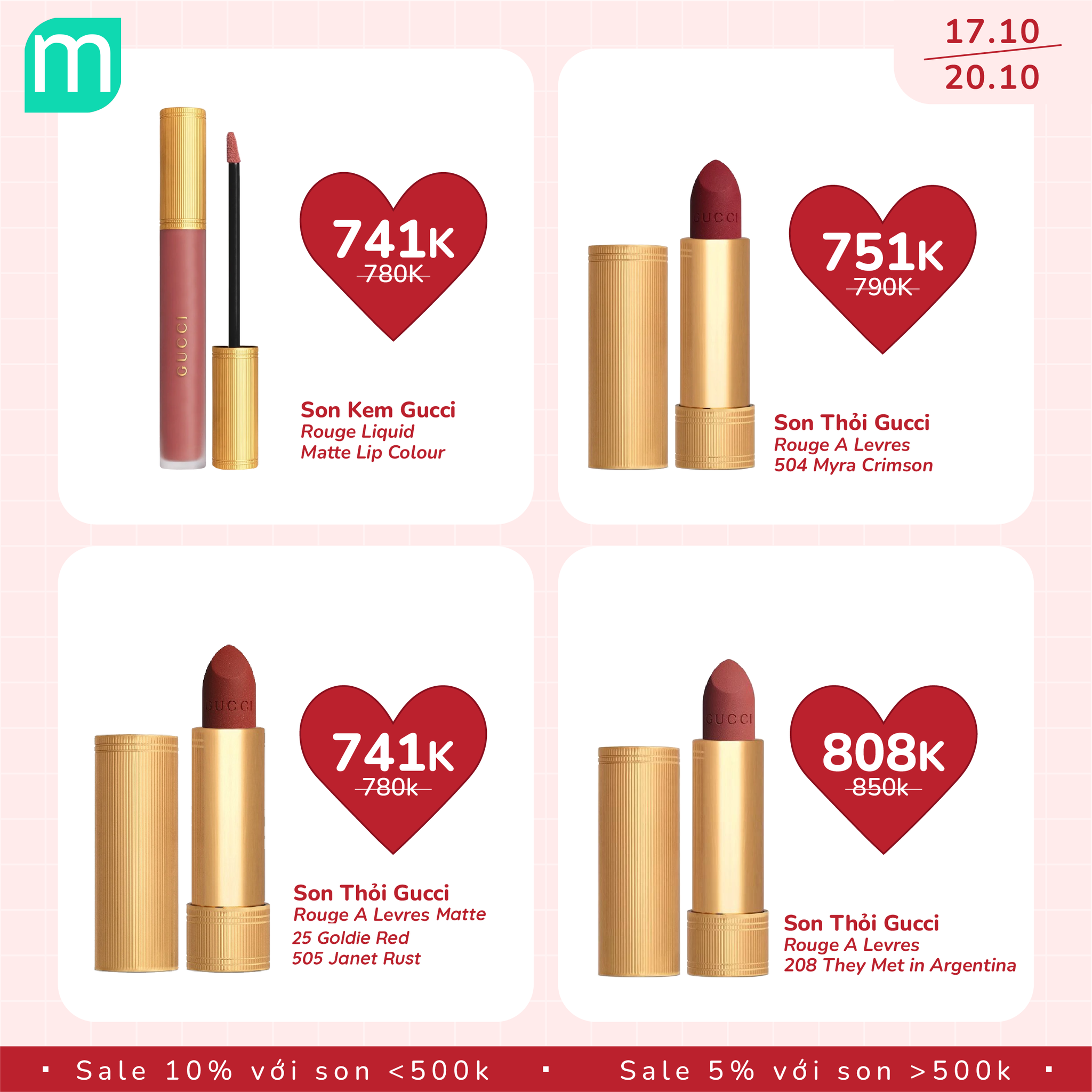 MỪNG 20/10 - TƯNG BỪNG SALE SON UP TO 10% 