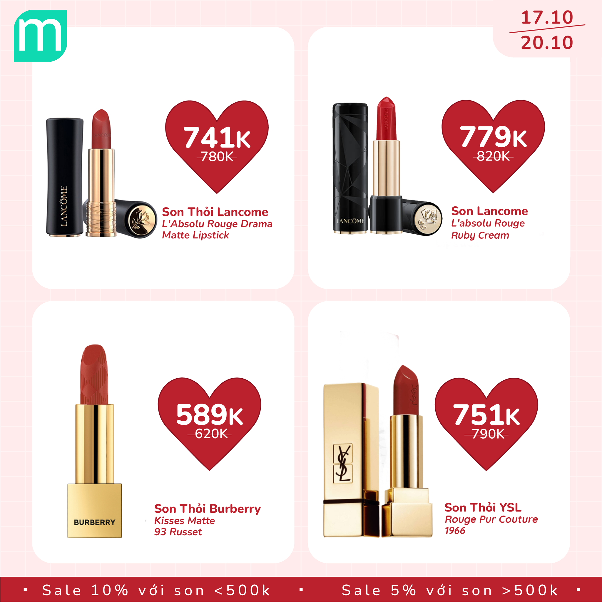 MỪNG 20/10 - TƯNG BỪNG SALE SON UP TO 10% 