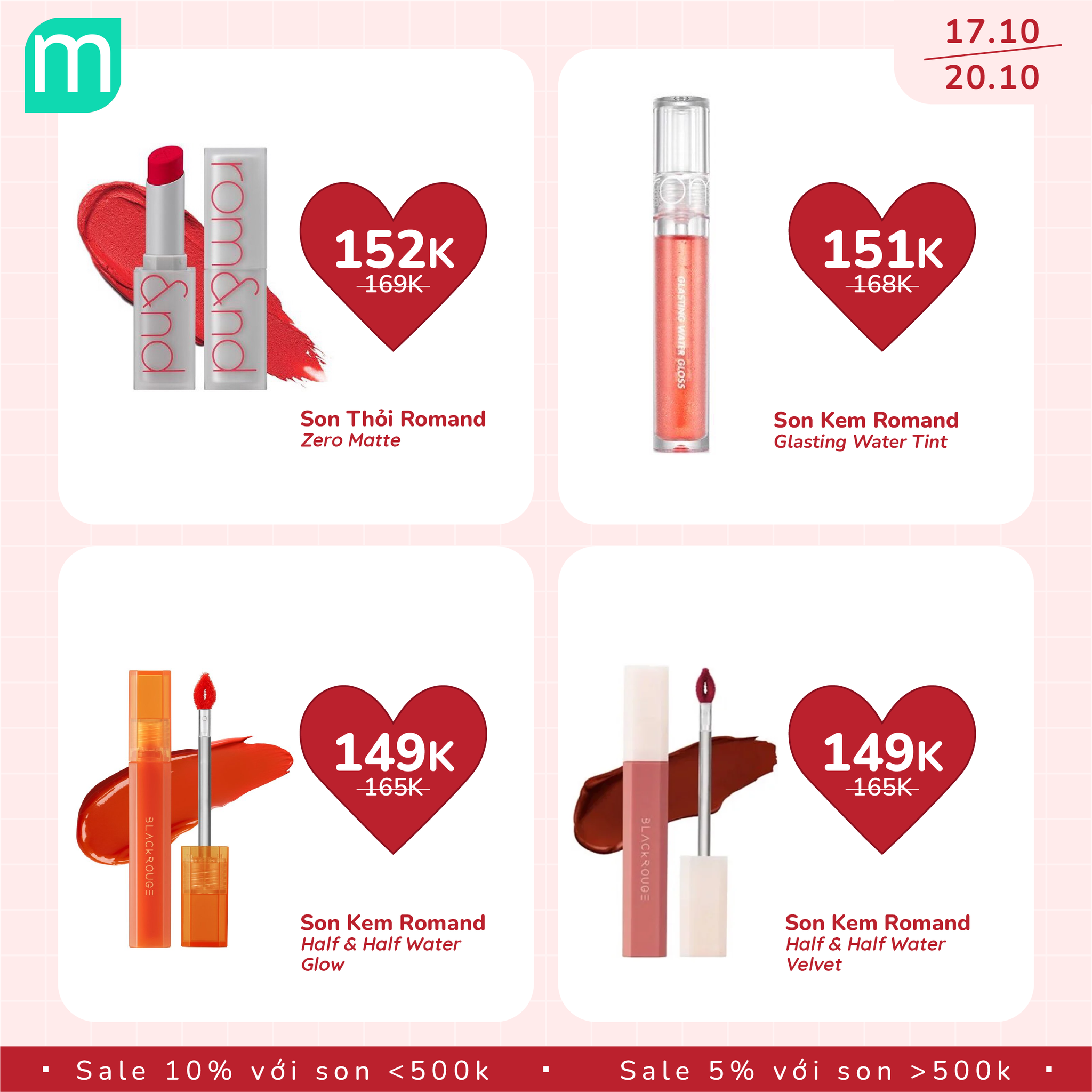 MỪNG 20/10 - TƯNG BỪNG SALE SON UP TO 10% 