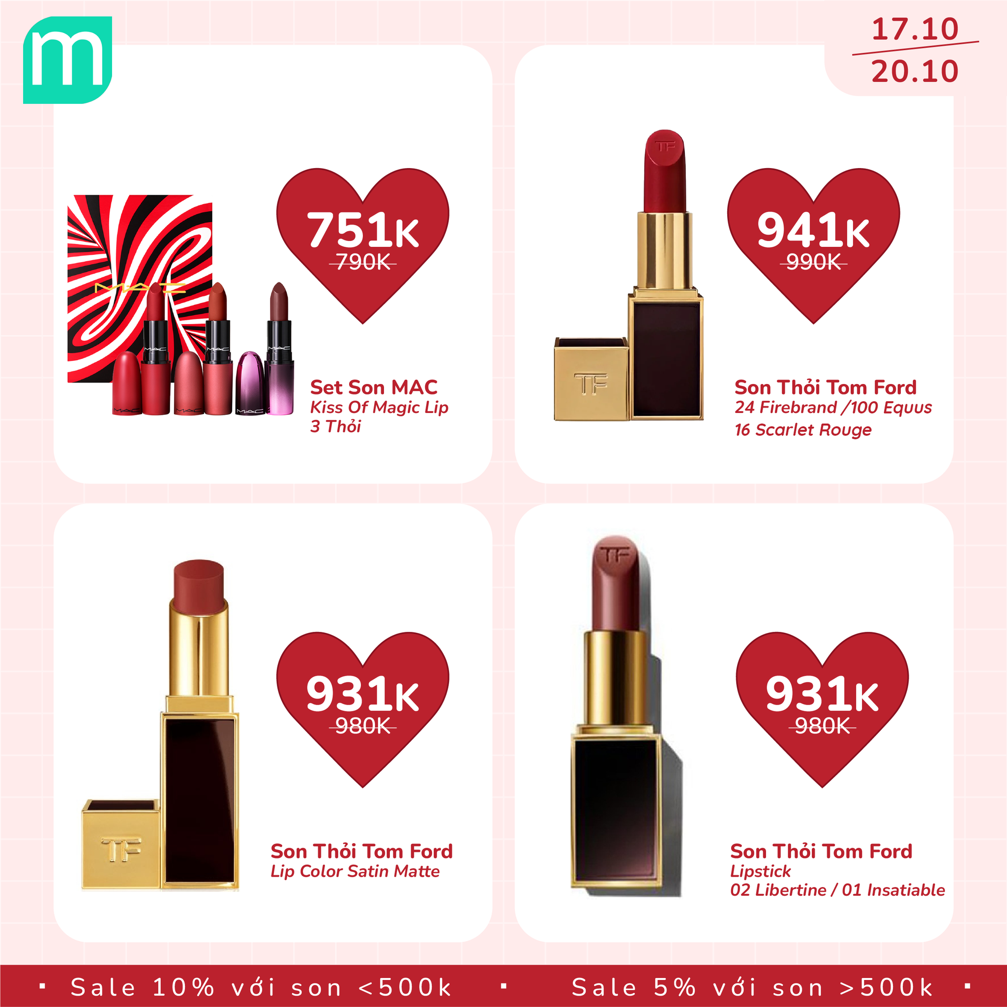 MỪNG 20/10 - TƯNG BỪNG SALE SON UP TO 10% 