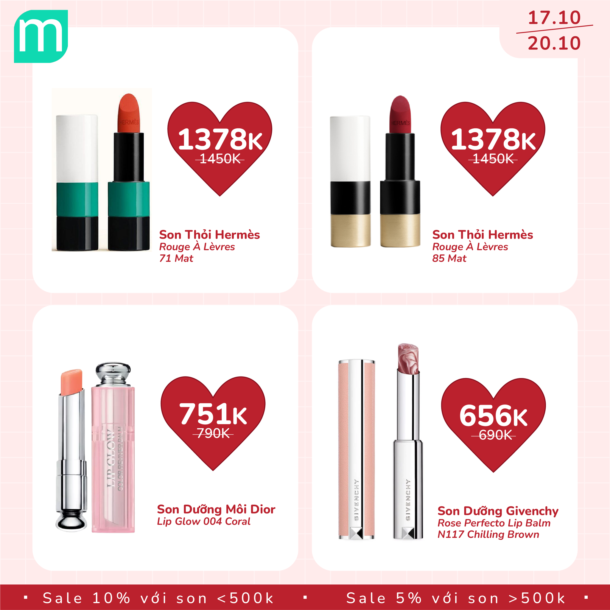 MỪNG 20/10 - TƯNG BỪNG SALE SON UP TO 10% 