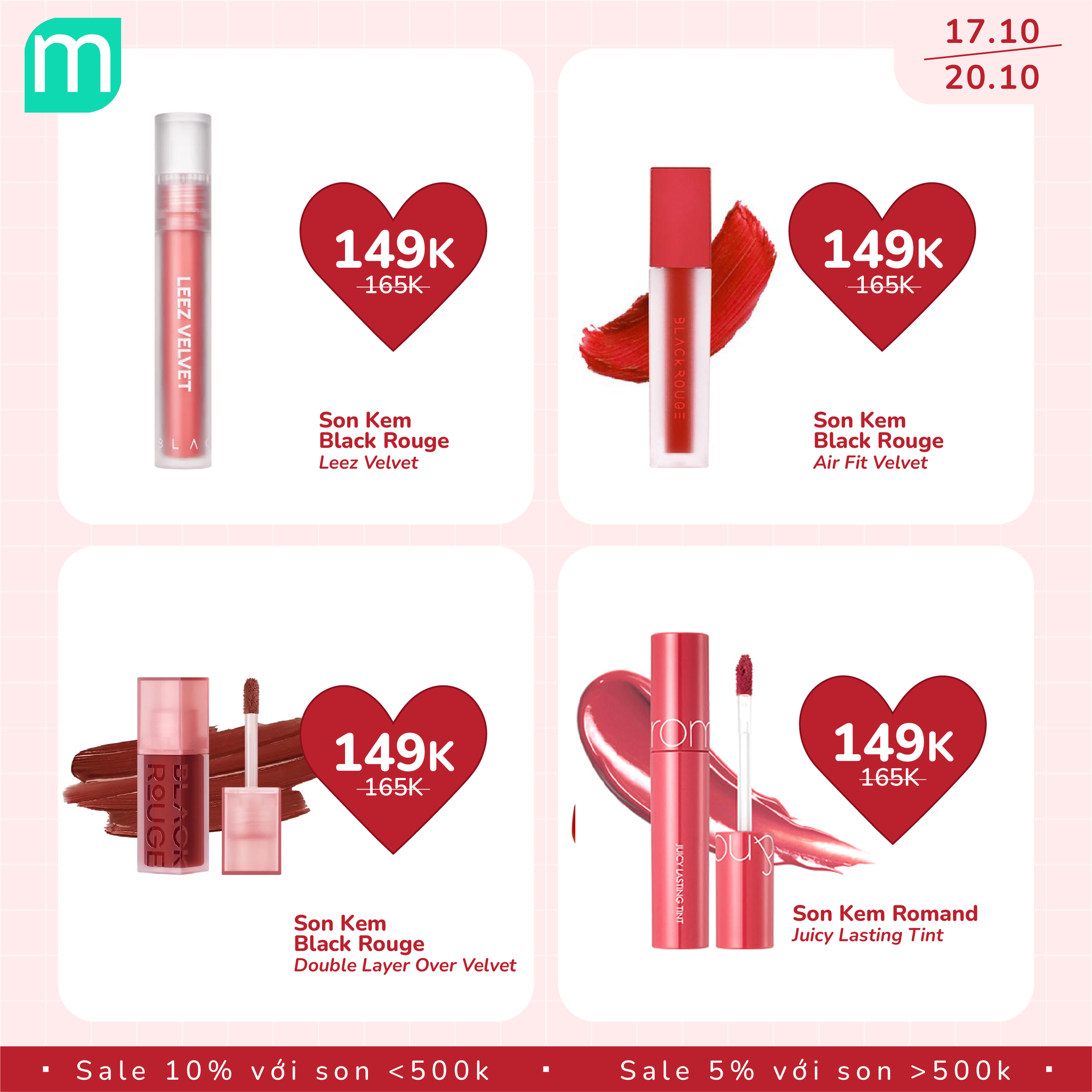 MỪNG 20/10 - TƯNG BỪNG SALE SON UP TO 10% 