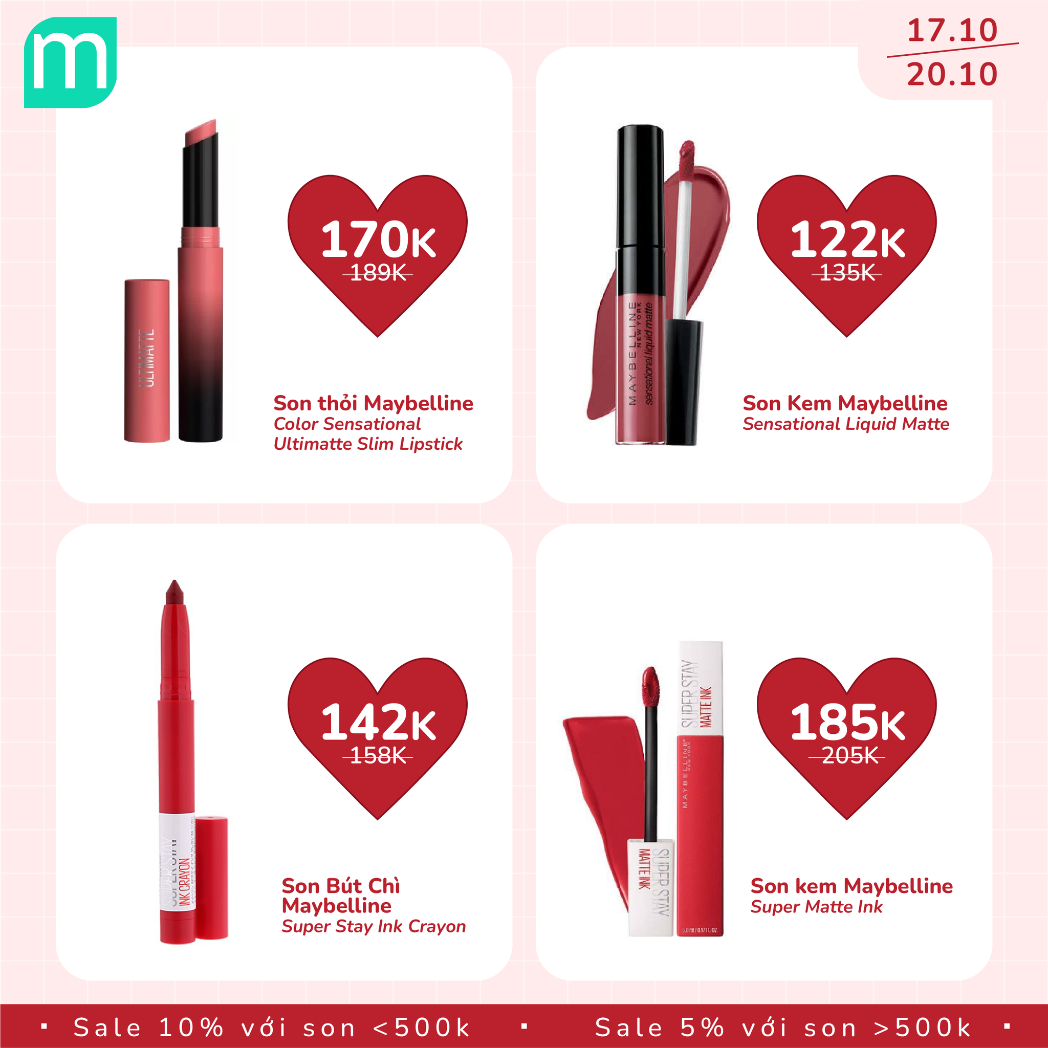 MỪNG 20/10 - TƯNG BỪNG SALE SON UP TO 10% 
