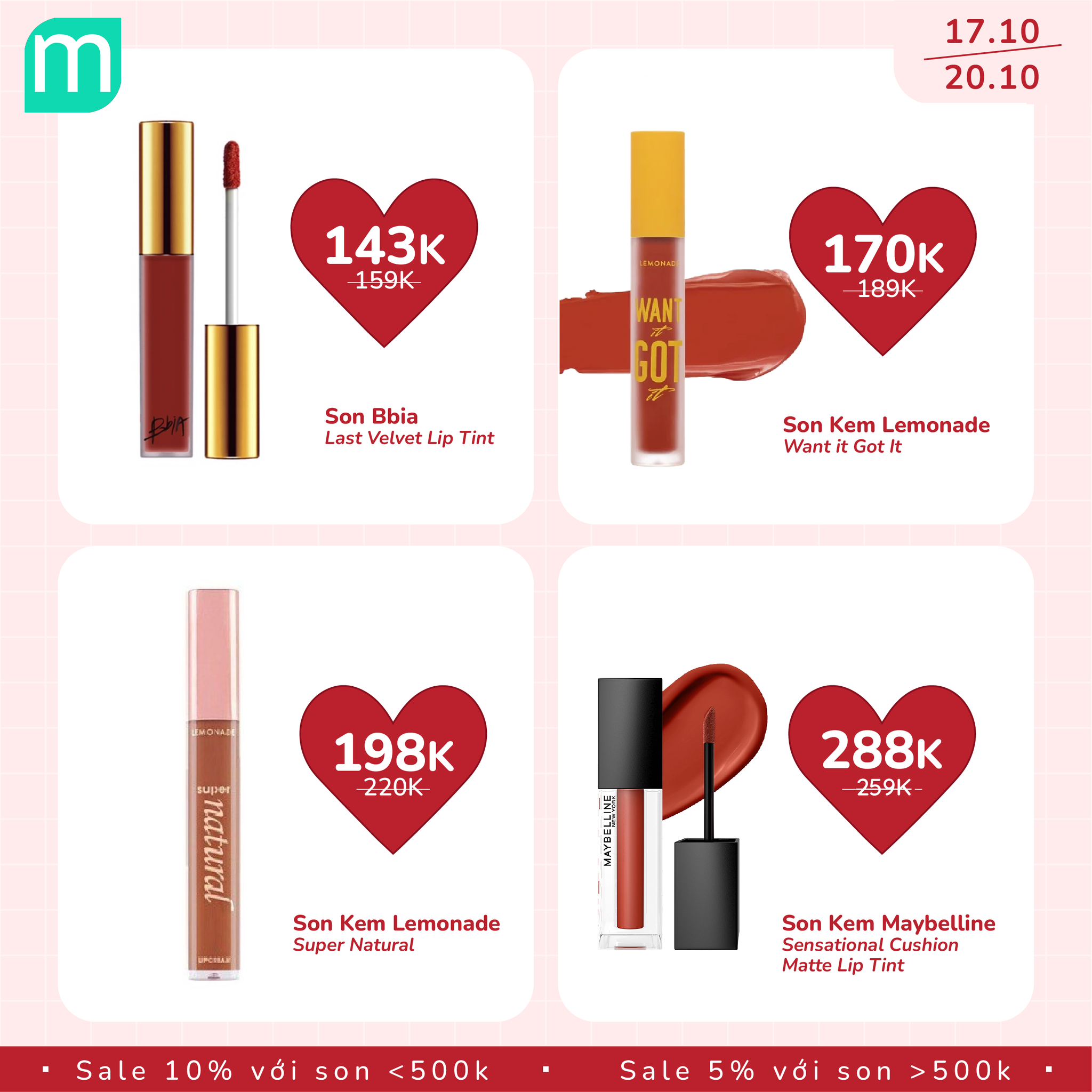 MỪNG 20/10 - TƯNG BỪNG SALE SON UP TO 10% 