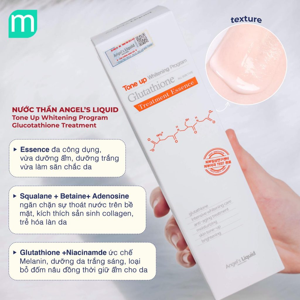 glutathione dạng nước Nước thần Angel's Liquid Tone Up Glutathione Treatment Essence 150ml –  Wowmart VN