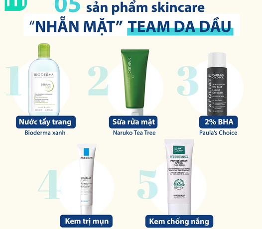 05 Sản Phẩm Skincare "Nhẵn Mặt" Team Da Dầu