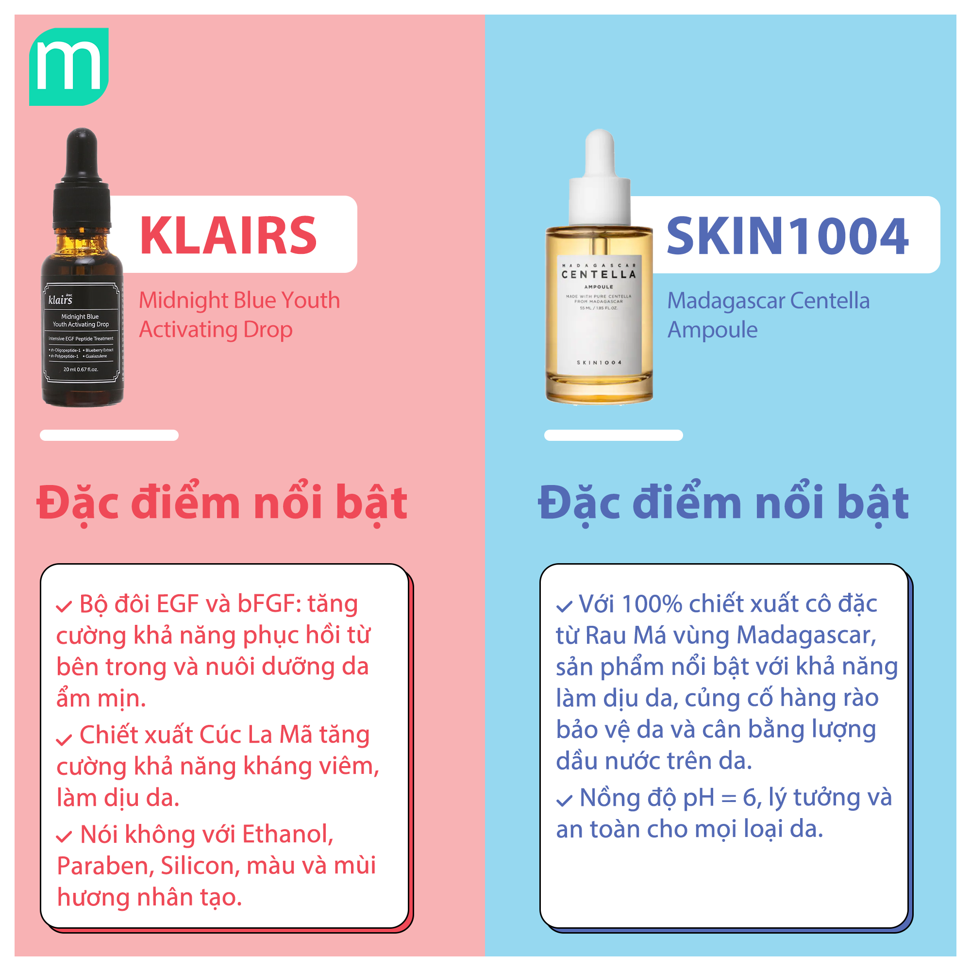 So Kè 2 Serum Phục Hồi Hàn Quốc: Serum Klairs Midnight Blue Và Serum Skin1004 Madagascar Centella